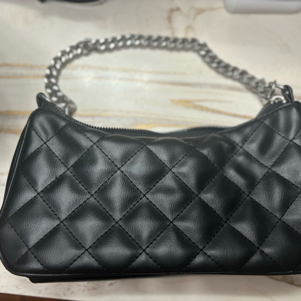 Black Quilted Leather Shoulder Bag